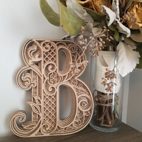 Letter A B C D E F G H I-Wood Multi-layer Monogram - Picture 2 of 16